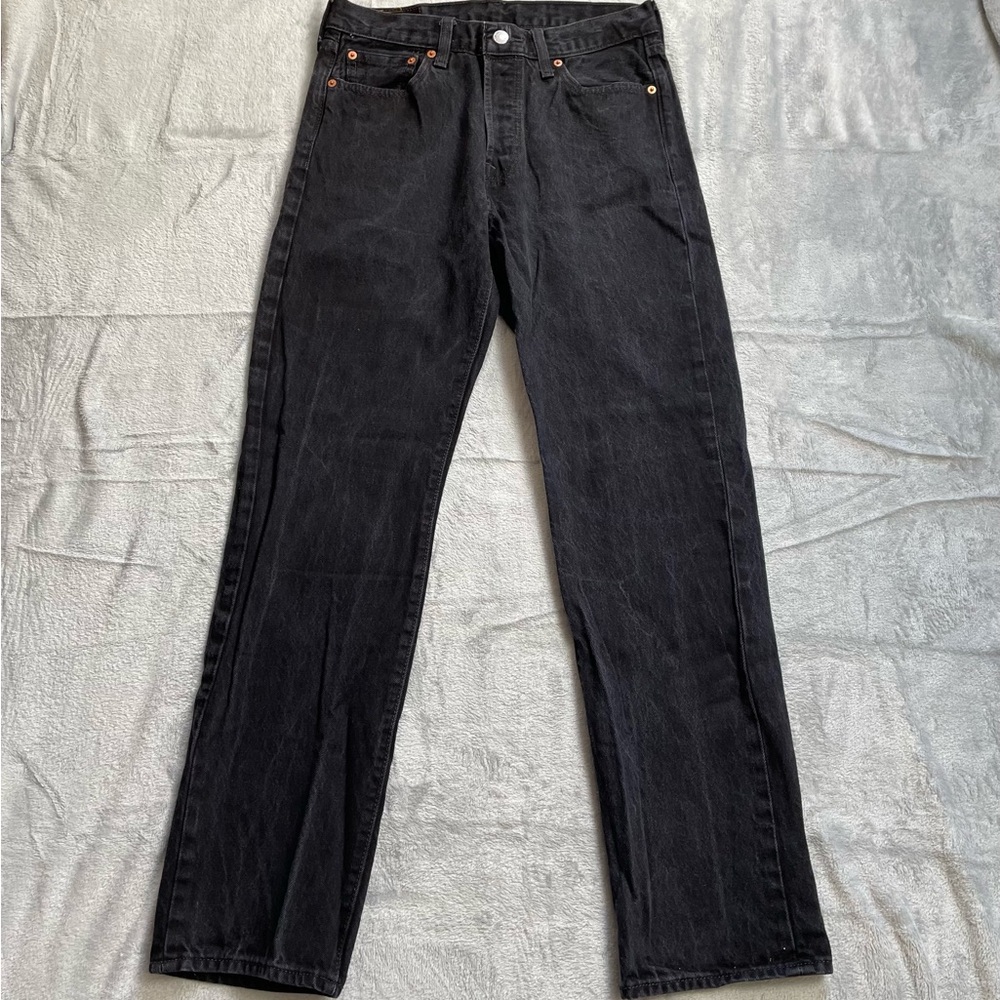 Levi’s 501 Jeans 30x32 Men’s Distressed Black Button Fly Straight